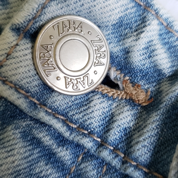 ZARA Denim Shorts 0 Light Wash High Waist Mom A-Line 1972 Style Summer Jeans - Picture 3 of 7